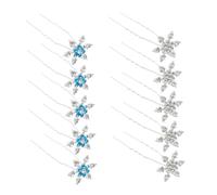 BIUDECO 10piezas Horquilla Navideña Copos de Pinzas Brillantes Gemas de Imitación Accesorios Cabello Vintage para Bodas y Fiestas de Novia