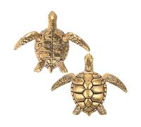 BIUDECO 2 Adornos Decorativos para Baño de Pájaros de Latón Forma de Tortuga, Mini Figuras para Jardín Exterior, Accesorios para Cuencos y Observación de Aves al Aire Libre