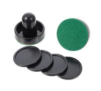 BIUDECO 2 Juegos de Empujadores de Hockey sobre Hielo de Plástico Mangos Portátiles Discos Negros de 51 MM y Base de Fieltro Accesorios para Mesa de Hockey Aire Ideales para Juegos