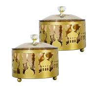 BIUDECO 2 piezas Caja Metálica Reutilizable para Dulces Oriente Unidades Doradas para Bodas y Festivales Contenedor Decorativo para Snacks y Postres Celebraciones Familiares