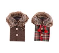 BIUDECO 2 Piezas Cubierta para Botella de Vino Navideña con Lazo y Borde de Piel Sintética Decoración Festiva para Fiestas de Fundas Resistentes y Elegantes para Botellas