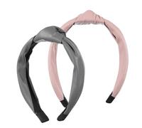 BIUDECO 2 piezas Diademas Anudadas Anchas de PU para Mujer Diseño Vintage con Superior Accesorios Boho para Mantener el Cabello Recogido Cómodas y Antideslizantes de Gris y Rosa