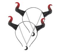 BIUDECO 2 Piezas Diademas de Cuernos de Buey Rojo y Negro para Halloween Accesorios de Cosplay Fiesta para Adultos