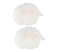 BIUDECO 2 piezas Esponjas de Baño Grandes Forma de Pétalos Unidades Beige Exfoliantes con Cuerda Colgante Abundante Duraderas y Prácticas para Ducha y Cuidado Corporal