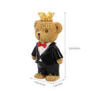 BIUDECO 2 Piezas Estatua Novia y Novio Osos Escultura Miniatura Animal Decoración Boda Topper Tarta para Aniversario Compromiso San Valentín