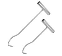 BIUDECO 2 piezas Gancho Metálico para Tapa de Arqueta con Mango Ergonómico Herramienta Portátil y Resistente para Levantar Tapas Pesadas Exteriores y Uso Doméstico