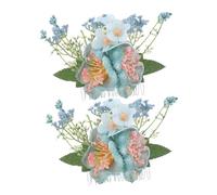 BIUDECO 2 Piezas Hawaiian Flower Hair Comb Artificial Plumeria Hibiscus Side Clip Silk Tropical Headpiece For Women Beach Wedding Luau Party Accessories