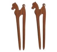 BIUDECO 2 Piezas Horquilla de Madera Verde Sándalo Antigua Estilo Chino Horóscopo Caballo Horquilla para Moños Peinados Tradicionales para Festivales de