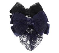 BIUDECO 2 Piezas Moño para Mujer con Lazo Decorativo Cubierta Elástica para Peinados Profesionales Redes de Ballet para Gimnasia y Uso Laboral Danza Enfermería y Hotelería Azul Negro