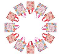 BIUDECO 24 Bolsas de Obsequio Día Madre, No Tejidas con Asas, Diseño Floral Colorido, Reutilizables y Duraderas, Tamaño Mediano, Ideales para Dulces y Regalos para Mamá y Abuela