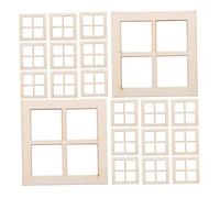 BIUDECO 24 Piezas Ventanas Miniatura Madera Natural para Casa Muñecas Decoración DIY Accesorios Muebles Miniatura Cuatro Cuadrantes Diseño Paisaje