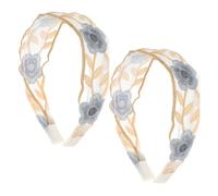 BIUDECO 2piezas Diademas De Encaje Anchas Bordado Floral Para Mujeres Accesorios De Para Lavado Facial y Spa Diademas Vintage Para Niñas y Profesores