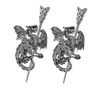 BIUDECO 2piezas Dragon Hairpin Metal Hair Forks Vintage Chinese Hair Accessories for Girls for Buns and Weddings Unique Nordic Design Handmade Antique Style