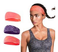 BIUDECO 3 Cintas Elásticas Absorbentes Sudor para Gimnasio y Yoga Diademas Deportivas Talla Única Colores Negro Verde Gris y Naranja Transpirables y Cómodas para Fitness y Running
