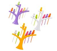 BIUDECO 3 juegos Tenedores Reutilizables con Diseño de Pájaro para Frutas Aperitivos y Postres Palillos de Plástico para Sandwichería y Decoración de Tartas