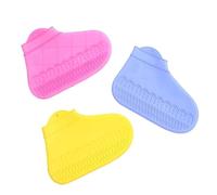 BIUDECO 3 Pares Cubrezapatos Impermeables de Antideslizantes Cubrecalzado Resistente al Agua Mediana Transparente Azul para Días Lluviosos y Barro
