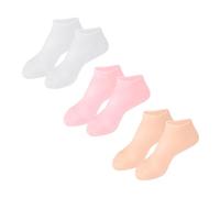 BIUDECO 3 Pares de Calcetines Hidratantes de Gel Elásticos Invisibles Tipo Barco Talla S 32-34 Colores Blanco Piel y Rosa para Cuidado Diario y Prevención de Grietas Talones