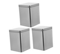 BIUDECO 3 piezas Cajas Metálicas Envases Portátiles de Almacenamiento con Tapa Recipientes Multiusos de Hojalata para Hogar y Tienda Color Plateado Mate