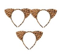 BIUDECO 3 piezas Diademas para Mujeres con Orejas de Animal Diseño de Leopardo de Accesorios de Cabello Resistentes para Fiestas y Reuniones Familiares