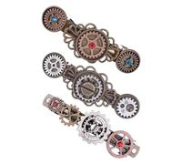 BIUDECO 3 Pinzas Cabello Estilo Steampunk Forma de Engranajes de Reloj Diseño Retro Vintage Accesorios para Cosplay y Uso Diario Sujetan el Cabello Facilidad