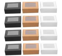 BIUDECO 30 piezas Cajas de Cartón para Jabón con Ventana de Unidades Embalaje Versátil para Jabón Casero Organizador Doméstico Compacto y Decorativo Colores Blanco Kraft y Negro
