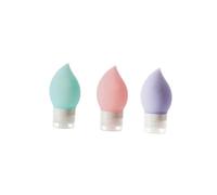 BIUDECO 3piezas Botella de Viaje de Silicona Juego de Botellas Portátiles Forma de Gota de Agua Contenedores de Líquidos para Viajar para Uso el Baño de Hotel Color Azul y Morado