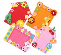 BIUDECO 4 Marcos de Diseño Adorable y Estilo Mixto Naranja Tela No Tejida Kit Manualidades para Decorar y Guardar Dibujos Infantiles Varios estilos Varios estilos