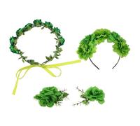 BIUDECO 4 Piezas de Accesorios Cabello del Día de San Patricio, Diadema Floral Verde de Tela, Peine y Pinza para Niñas y Mujeres, Decoración Festiva para Fiestas y Celebraciones