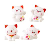 BIUDECO 4 Piezas Figuras Miniatura Gato Suerte Figuras Decorativas para Escritorio y Jardín Estatua Ligera Resistente y Decoración Feng Shui para Hogar y Oficina