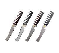 BIUDECO 4 piezas Peines Plegables Acero Inoxidable para Hombre y Mujer Peines de Bolsillo Duraderos para Cabello y Barba Diseño Vintage con Dientes Grandes y Pequeños Fácil Transporte y