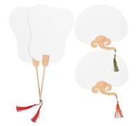 BIUDECO 4 Piezas Ventiladores de Mano Xuan Grueso para Pintar Mango de Bambú Material DIY para Manualidades Artísticas y Decoración Color Aleatorio