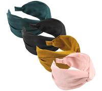 BIUDECO 4piezas Tocado De Diadema Anudada Para Mujer Diademas Anchas Para Pelo Corto Decorativas y Cómodas