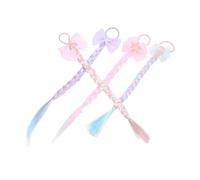 BIUDECO 4piezas Tocado de Peluca Colorido Coleteros Trenzados Pelo Gomas Elásticas para Niñas para Fiestas Temáticas y Disfraces de Verano
