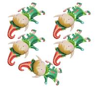 BIUDECO 5 Globos Navideños Seguros y Resistentes de Aluminio Verde para Decoración de Fiestas de Navidad Ideales para Ambiente Festivo y Fondo Decorativo