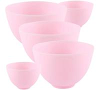 BIUDECO 5 piezas Cuencos de Silicona para Mascarillas Faciales Resistentes y Flexibles Adecuado para Ingredientes Uso Doméstico y Profesional Color Rosa Pequeño