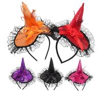 BIUDECO 5 Piezas Diadema de Halloween para Adultos con Brillo con Diseño de Bruja para Fiestas y Espectáculos Escenario