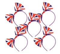 BIUDECO 5 piezas Diademas para Pelo con Lazo Bandera Británica Accesorios Festivos para Celebración Patriótica y Eventos Temáticos