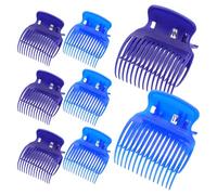 BIUDECO 8 Pinzas para Rulos Calientes para Cabello Corto y Medio Clips de ABS Resistentes Azul y Morado Juego de 8 Unidades para Peinados Profesionales y Uso Salones de Belleza