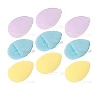 BIUDECO 9 Guantes Exfoliantes Faciales Forma Gota de Agua Esponjas Limpiadoras Faciales Suaves para Piel Sensible Almohadillas de Limpieza Facial Multicolor 3 Púrpura 3 Azul 3