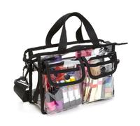 BIUDECO Bolsa de Aseo Transparente Eva 1 Unidad Tamaño Mediano Ligera para Mujer y Hombre Uso Viaje Gancho para Colgar Cosméticos y Maquillaje