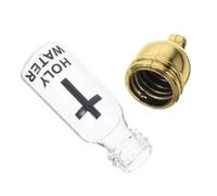 BIUDECO Botella de Vidrio Sagrada para Agua de Bendición Cruz, Tapa Acrílica Dorada, Tamaño Mediano 28x11 Mm, Decoración Cristiana para Bautizos y Pascua, Recipiente para Ceremonias