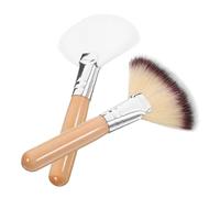 BIUDECO Brochas Maquillaje Abanico 2 Unidades Pelo Nylon, Mango Natural para Aplicación de Polvos, Base y Colorete, Herramientas Profesionales para Mujeres