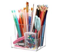 BIUDECO Caja De Almacenamiento De Pinceles De Maquillaje Soporte De Cepillo De Maquillaje Cepillar Organizador Compartimiento Escritorio Transparente Acrílico