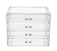 BIUDECO Caja de Maquillaje Tipo Cajón Transparente de Acrílico, Organizador de Cosméticos de 4 Capas Pequeño para Tocador, Almacenamiento para Cremas y Joyería, Estuche para Belleza