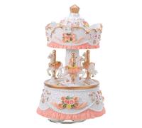 BIUDECO Caja de Música de Carrusel Vintage Luces Que Cambian de Color para Centro de Mesa de Escritorio Hecha de Resina para Decoración de Navidad