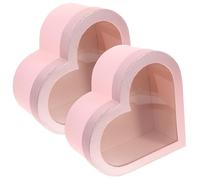 BIUDECO Cajas de Obsequio en Forma de Corazón para Flores Set 2 Piezas Color Rosa Ventana Transparente Caja para Empaquetar Ramos en San Valentín Embalaje Romántico para Ocasiones