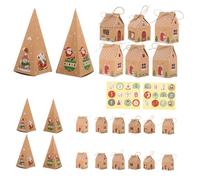 BIUDECO Cajas Vacías para Dulces con Forma de Casa de Navidad Adhesivos y Cuerda de Cáñamo para Calendario de Adviento y Embalaje de Festivos