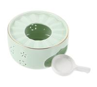 BIUDECO Calentador de Té Cerámico Soporte para Vela Base Hueca para Tetera Verde Claro Accesorio Compacto para Calentar y Mantener el Té en Cocina y Comedor - Herramienta Práctica para
