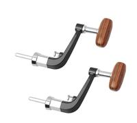 BIUDECO Carrete de Pesca, Rueda de Pesca, Mango de Madera Maciza, 2 Unidades, manivela de Metal, Brazo Plegable con botón, para Pesca en río y océano