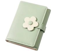 BIUDECO Cartera Juvenil para Chica Estudiante Diseño de Flores, Billetera Portátil de Cuero PU Verde, Estilo Coreano Simple, Almacenamiento Clasificado para Uso al Aire Libre Casa